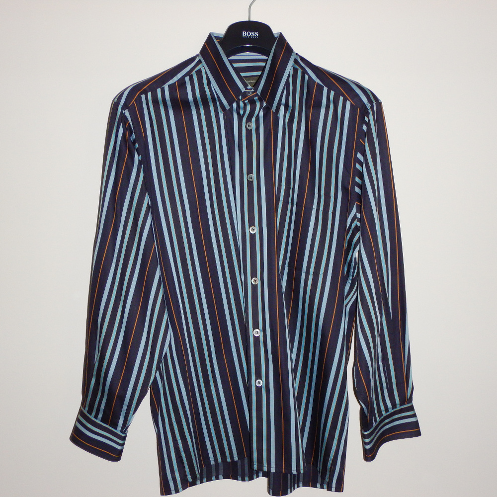 Very Fashionalbe Blue Stripped Zegna Dress Shirt